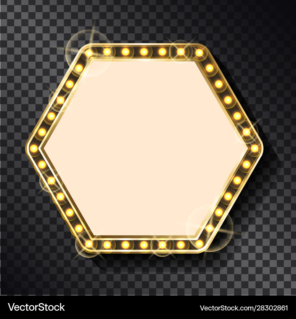 Hexagonal frame with shining borders retro style Hexagonal frame with shining borders retro style vector image