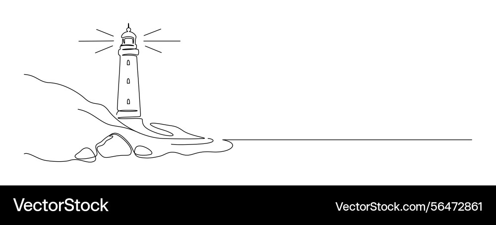 Lighthouse tower in one continuous line drawing Lighthouse tower in one continuous line drawing vector image