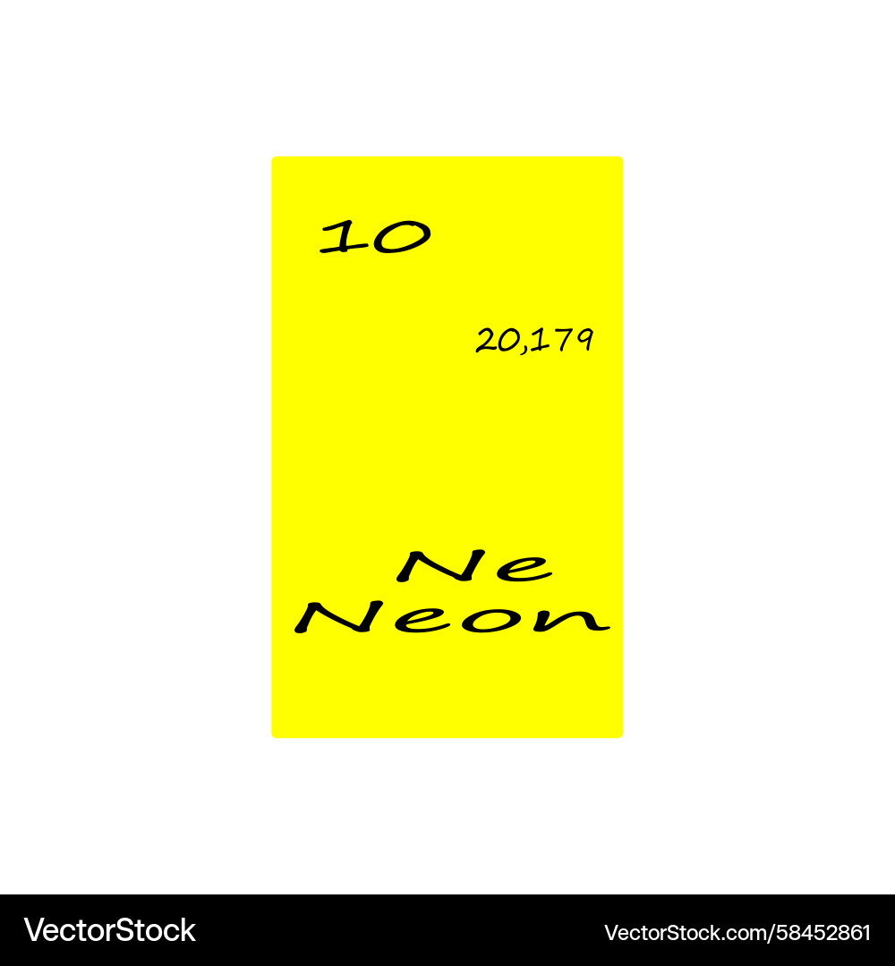 Neon Element Block - Atomic Number 10 Vector Image