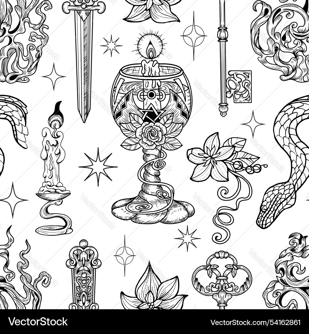 Seamless pattern with mystic objects Seamless pattern with mystic objects vector image