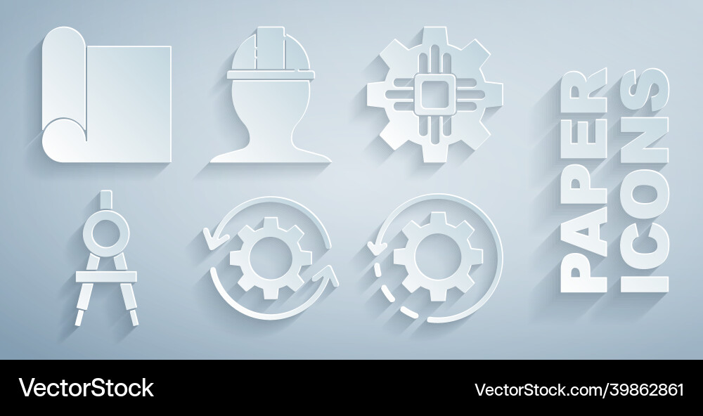 Set gear and arrows as workflow processor Vector Image