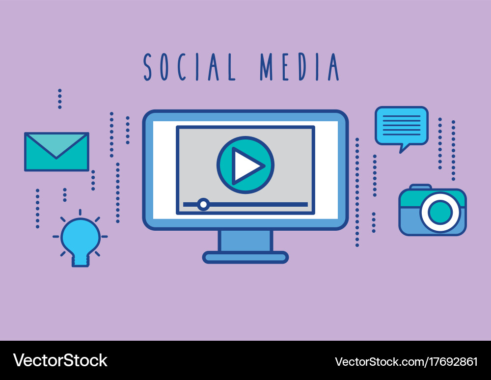 Social media computer digital player button Vector Image