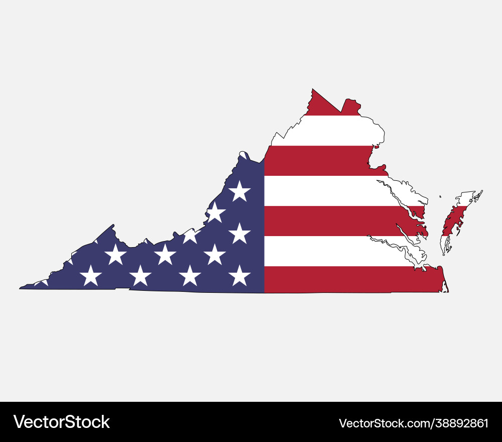 Virginia map on american flag Virginia map on american flag vector image