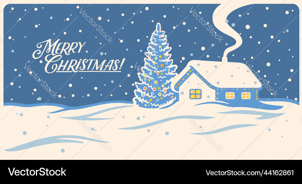 Winter landscape with house and festive christmas Winter landscape with house and festive christmas vector image