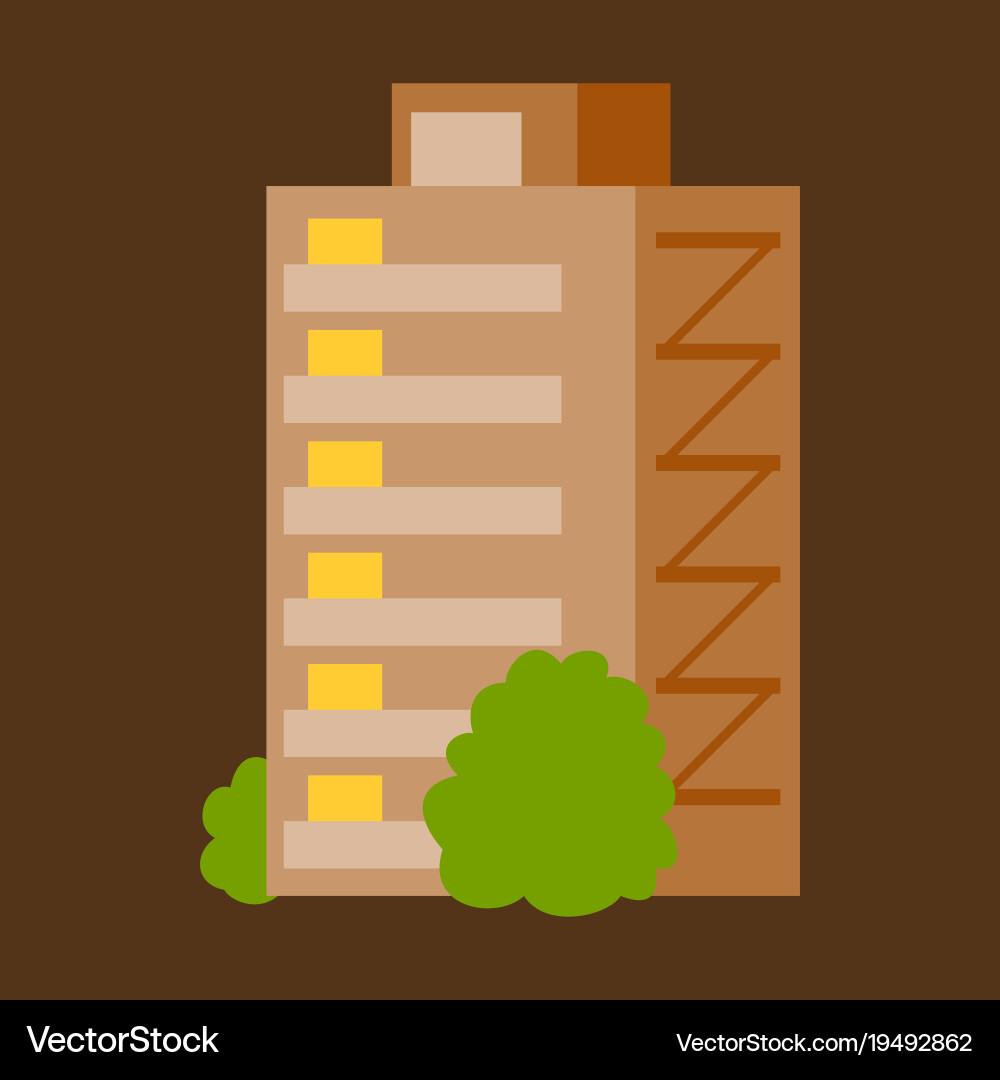 A modern multi-storey building with complex vector image