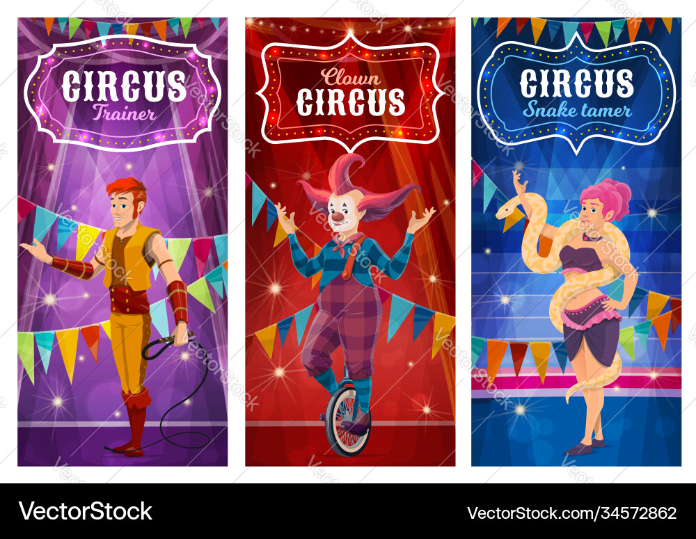 Circus performers big top artists banners Circus performers big top artists banners vector image