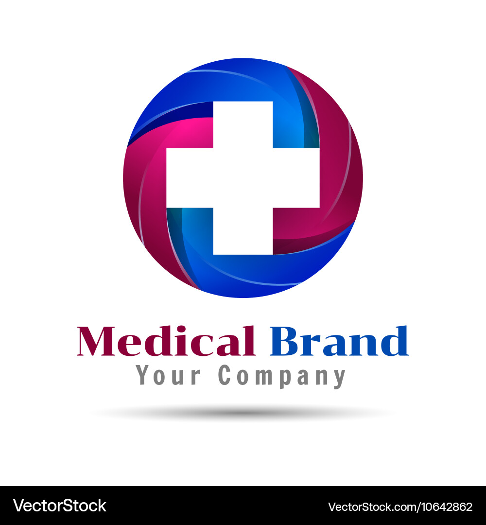 Cross plus medical logo icon design template vector image