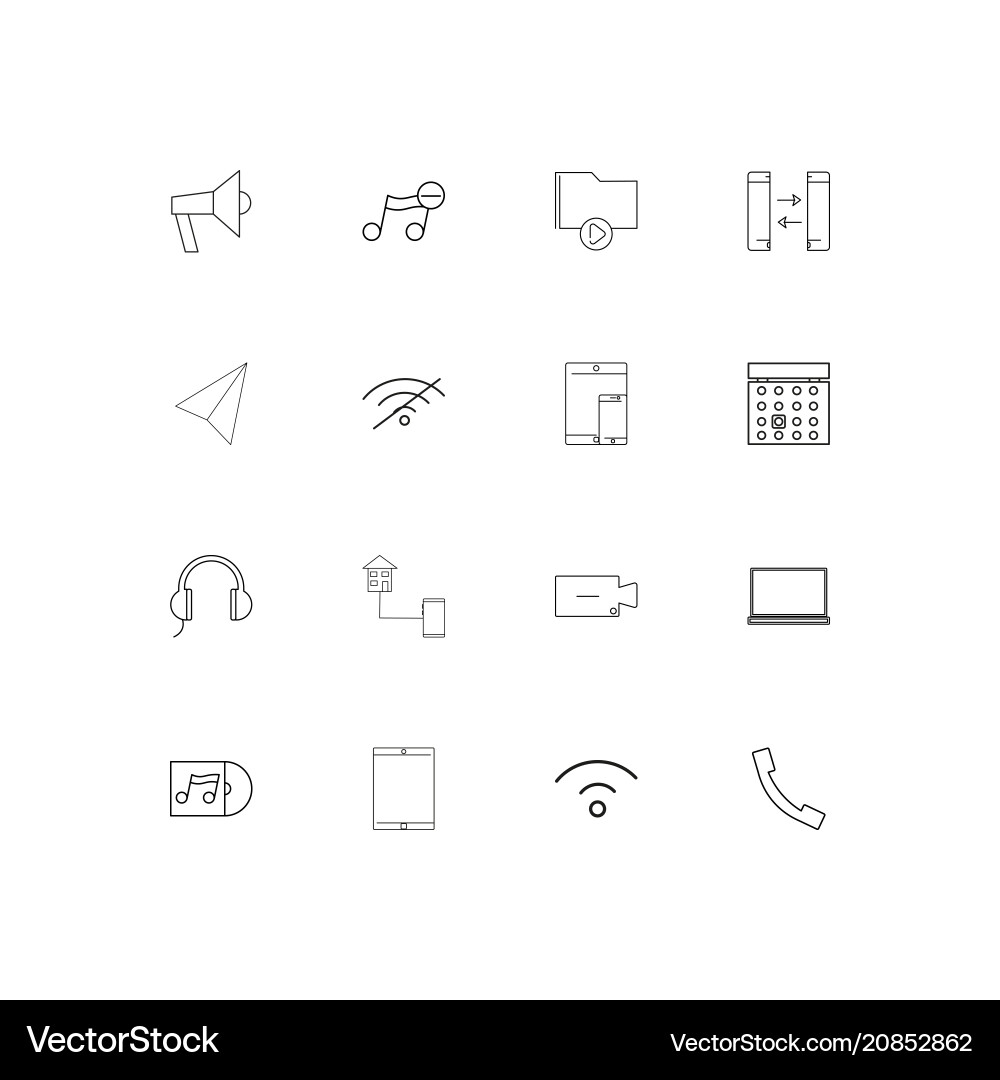 Devices linear thin icons set outlined simple vector image
