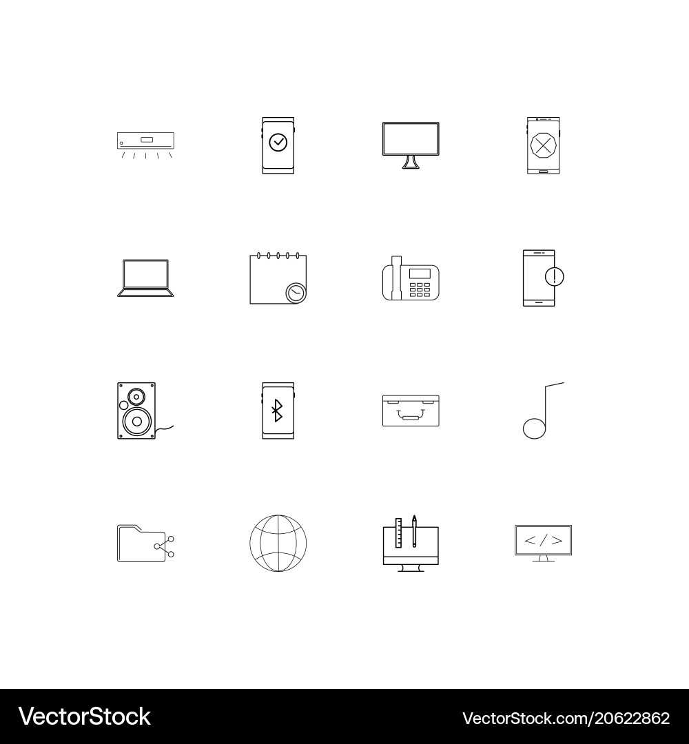 Devices simple linear icons set outlined vector image