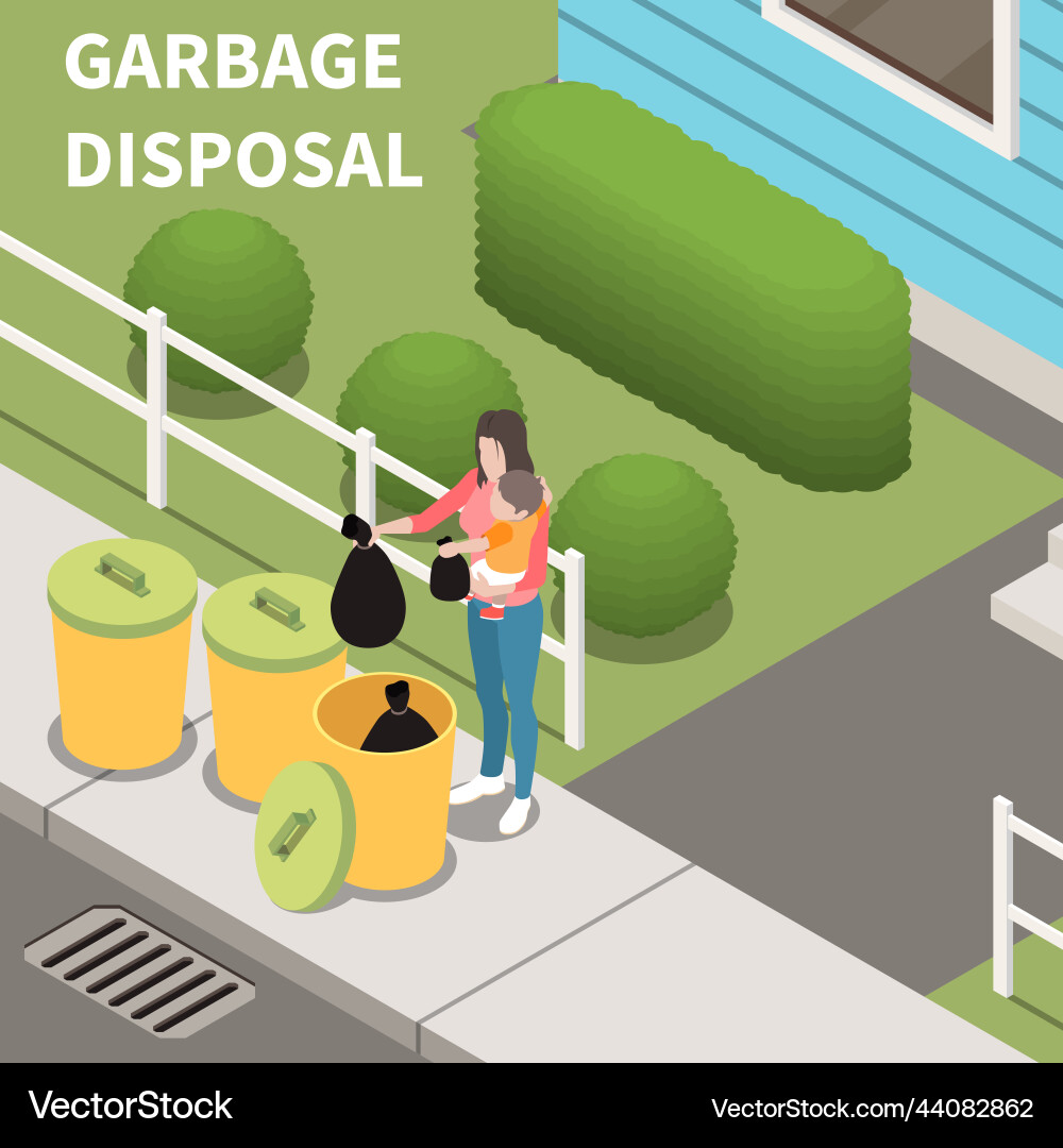 Garbage disposal isometric background vector image