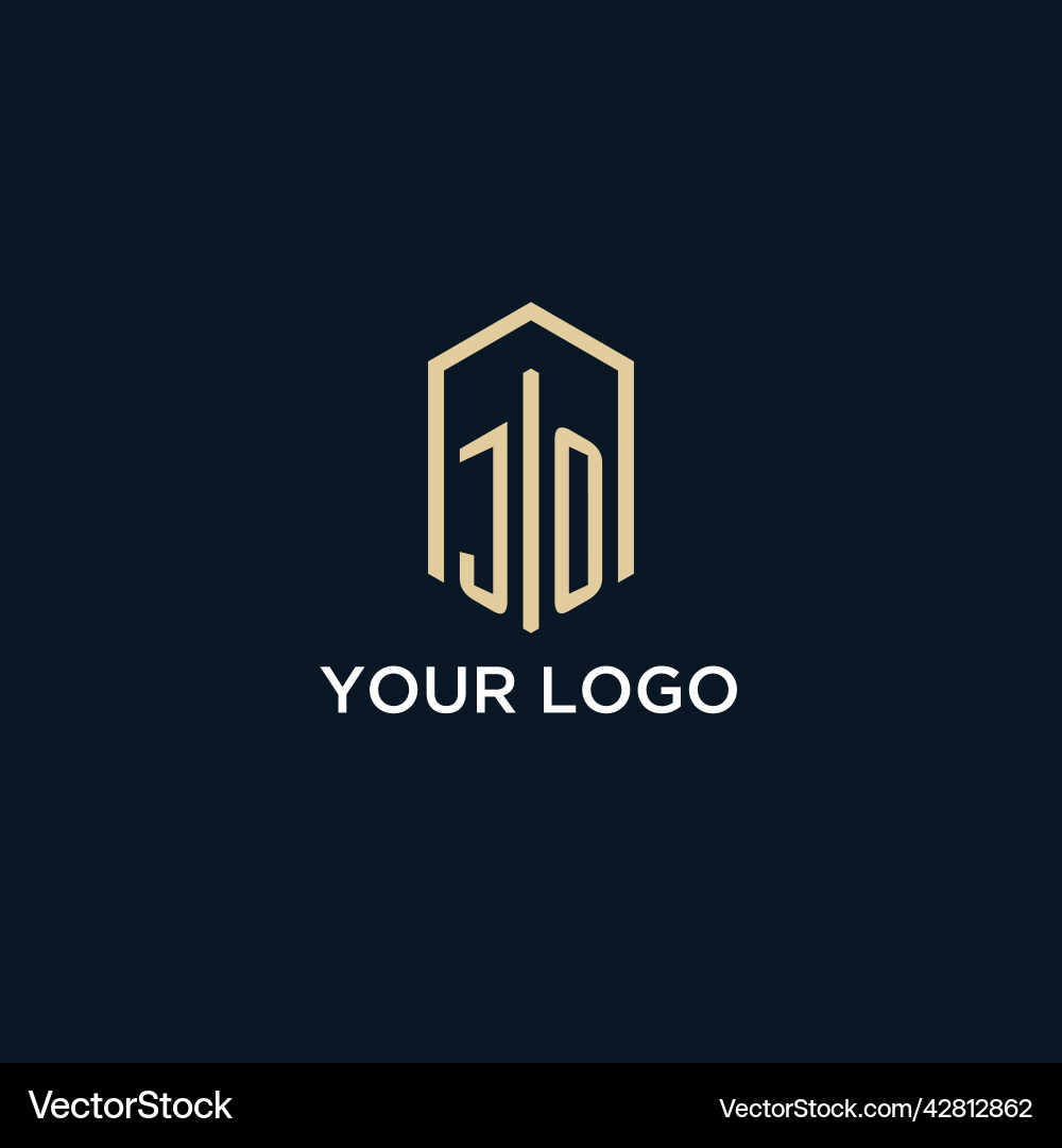 Jo initial monogram logo with hexagonal shape Vector Image