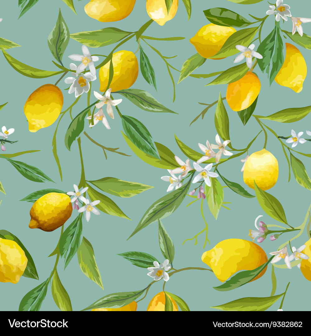 Lemon Fruit Seamless Pattern vector image