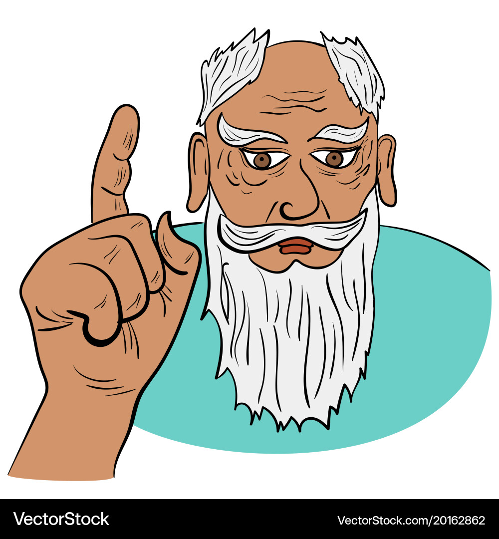 Old sage raised his index finger in edifying vector image