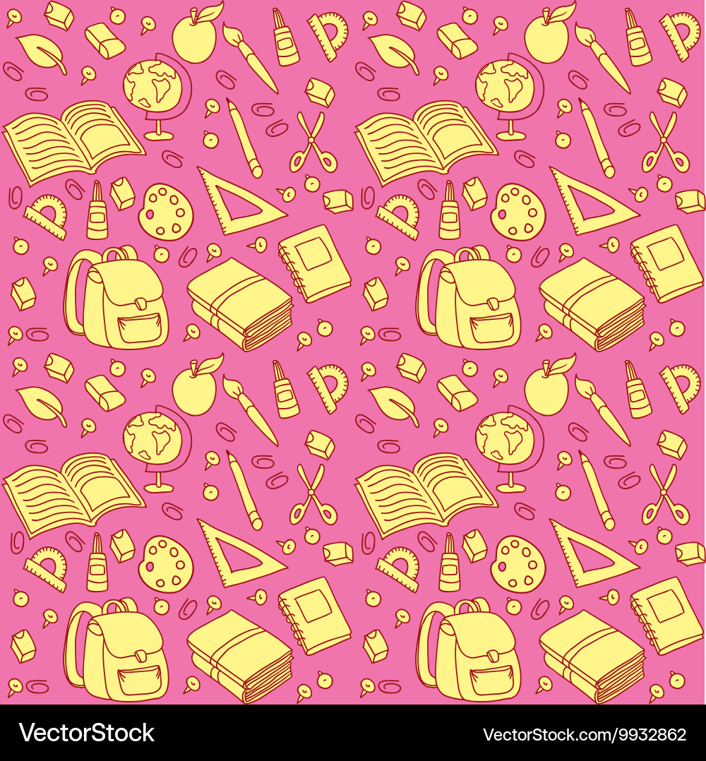 Seamless pattern with set of different school Vector Image