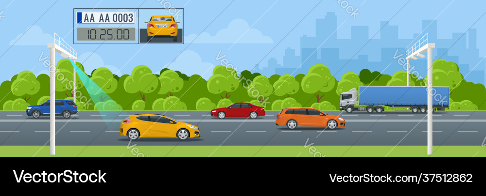 Specs average speed measuring camera system Specs average speed measuring camera system vector image