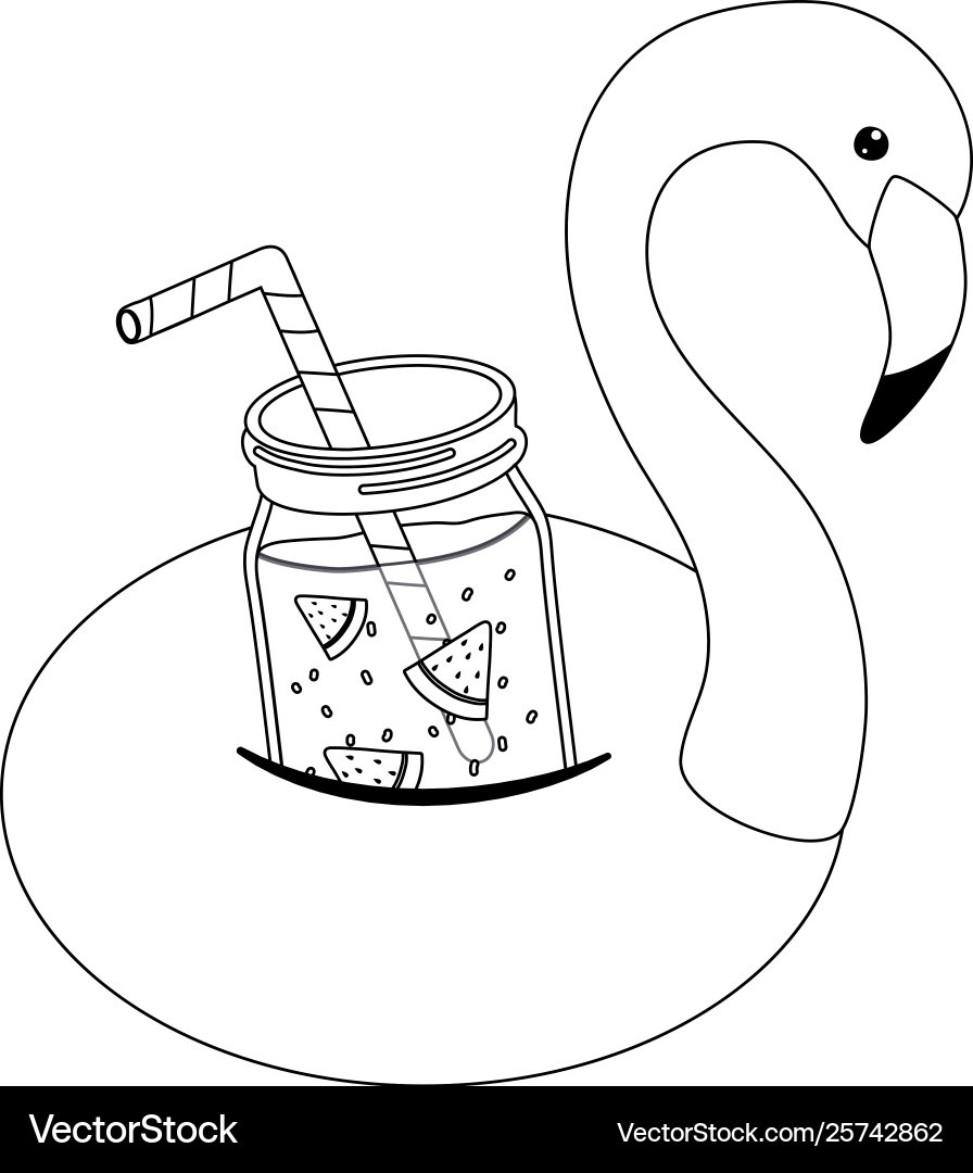 Summer flamingo float design vector image
