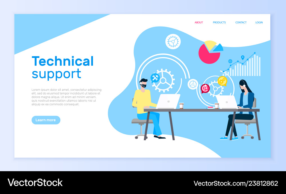 Technical support online web page operators aid Technical support online web page operators aid vector image