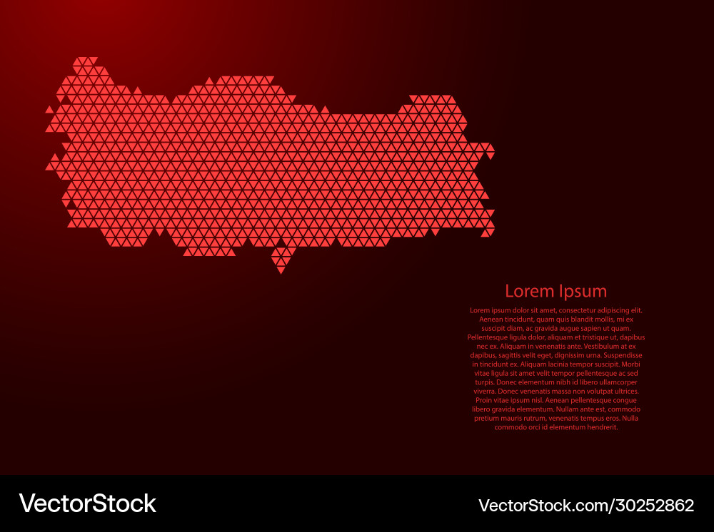 Turkey map abstract schematic from red triangles Turkey map abstract schematic from red triangles vector image