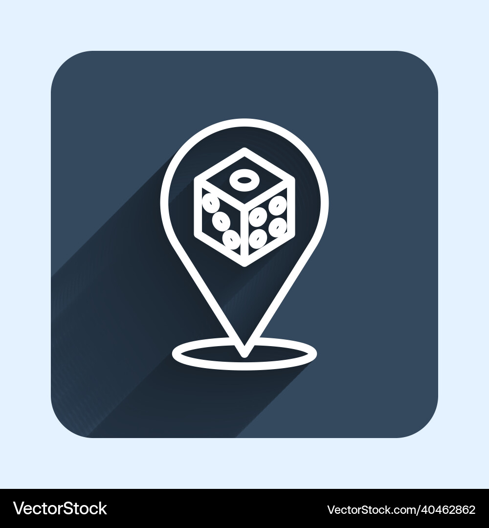 White line game dice icon isolated with long vector image