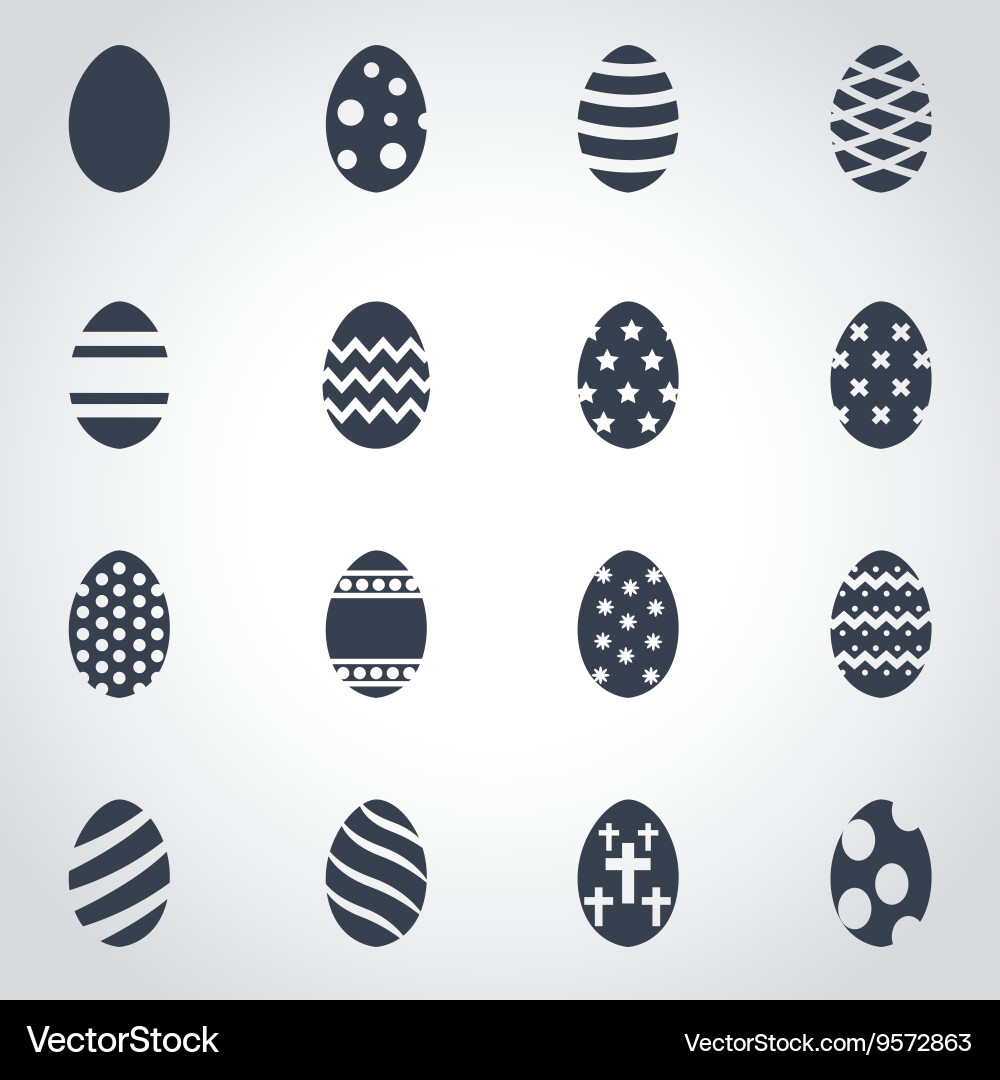 Black easter icon set Royalty Free Vector Image