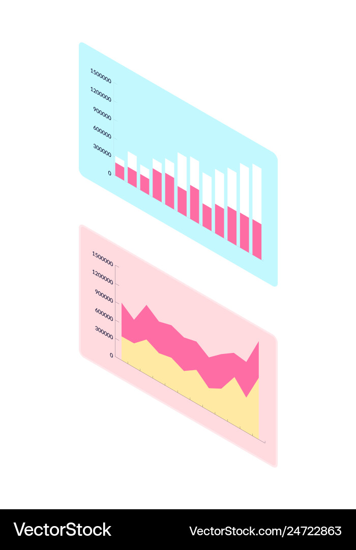 Chart with columns and numbers on rectangle vector image