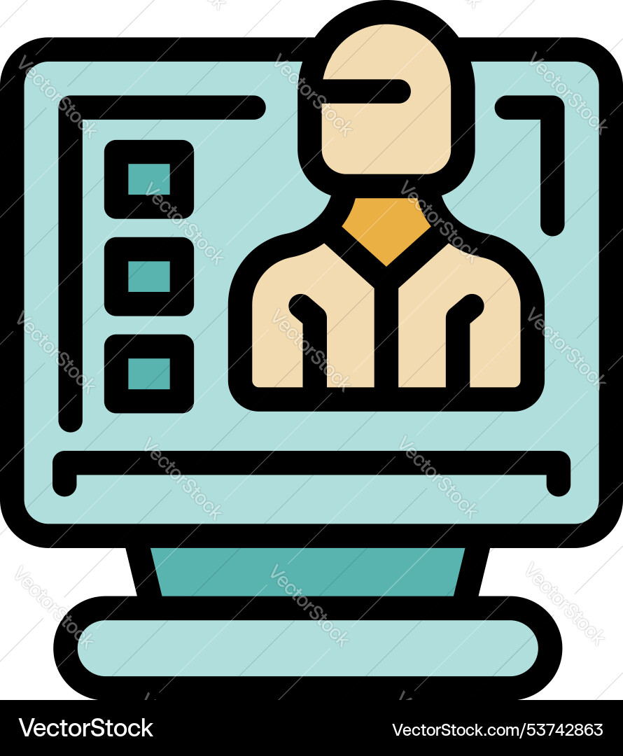 Computer showing online user profile with id card Computer showing online user profile with id card vector image