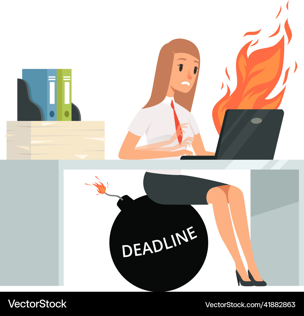 Deadline time office manager typing on computer vector image