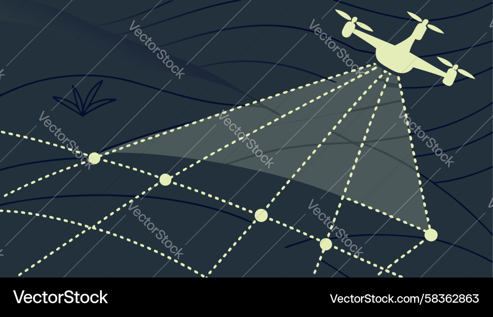 Drone Light Mapping Aerial Scan Vector Image