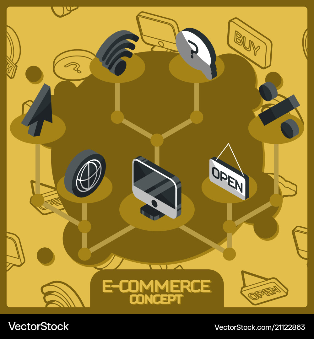 E-commerce color concept isometric icons E-commerce color concept isometric icons vector image