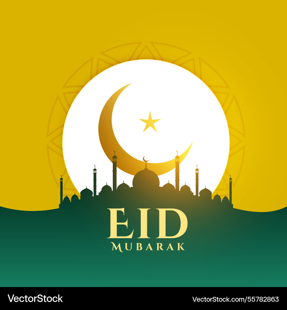 Eid mubarak wishes mosque background design Vector Image
