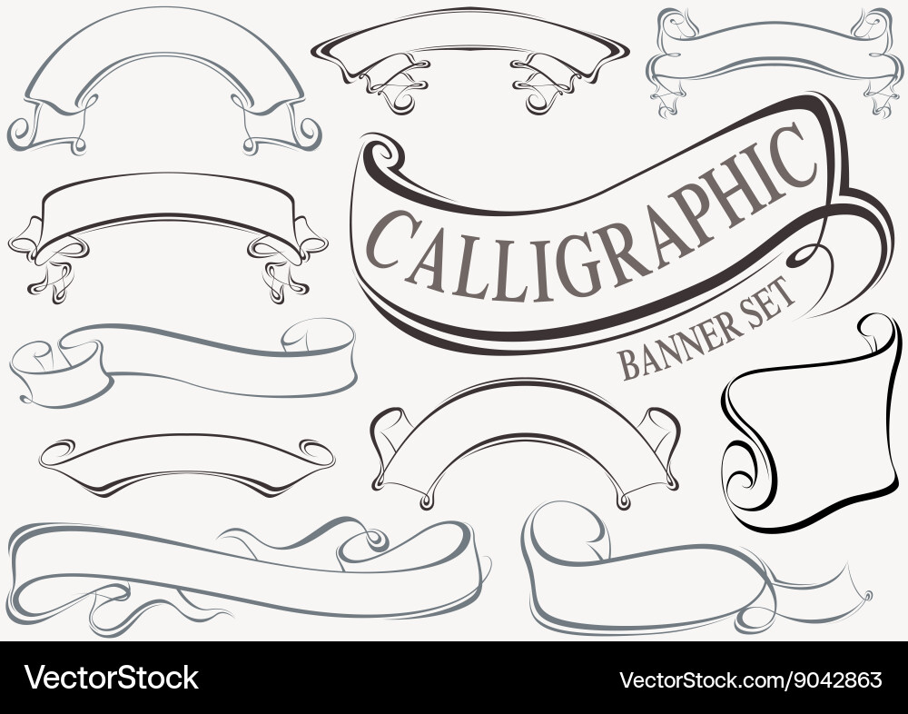 Elegant Calligraphic Scroll Set vector image