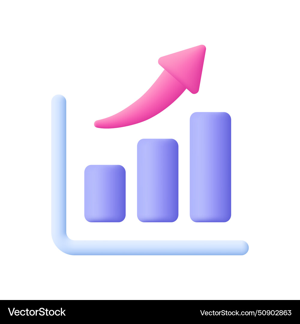 Growth bar chart with columns and upward arrow Growth bar chart with columns and upward arrow vector image