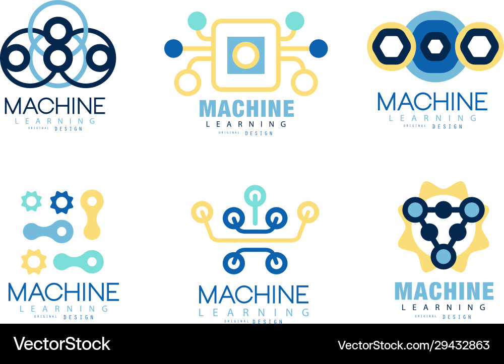 Learning machine logo design collection Learning machine logo design collection vector image