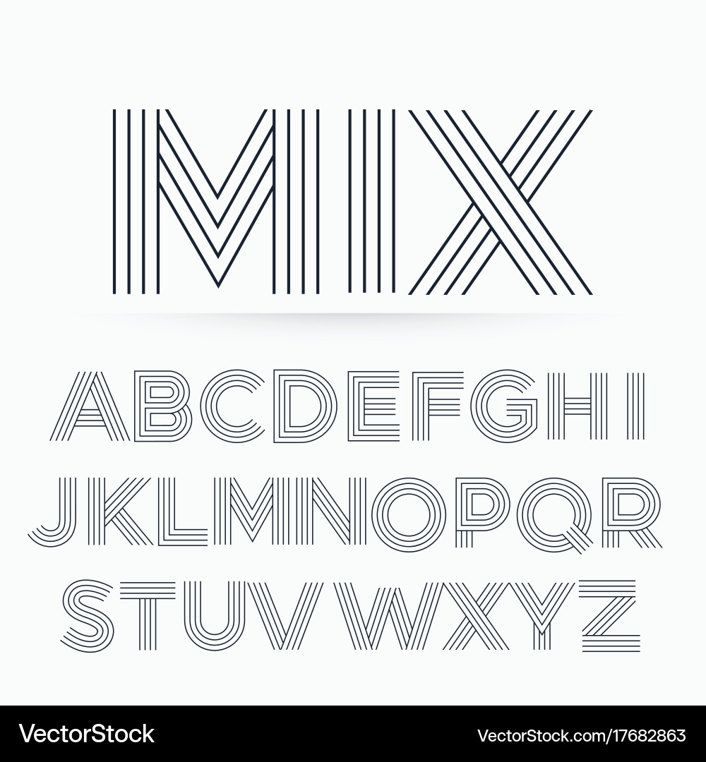 Linear Alphabet Stripe Font Vector Image