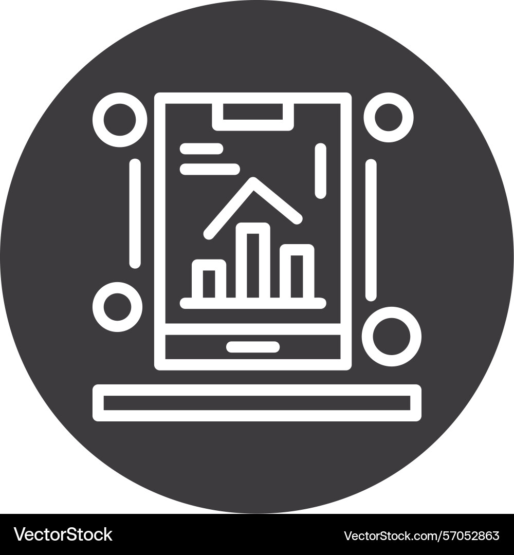 Mobile app analytics line circle style icon design vector image