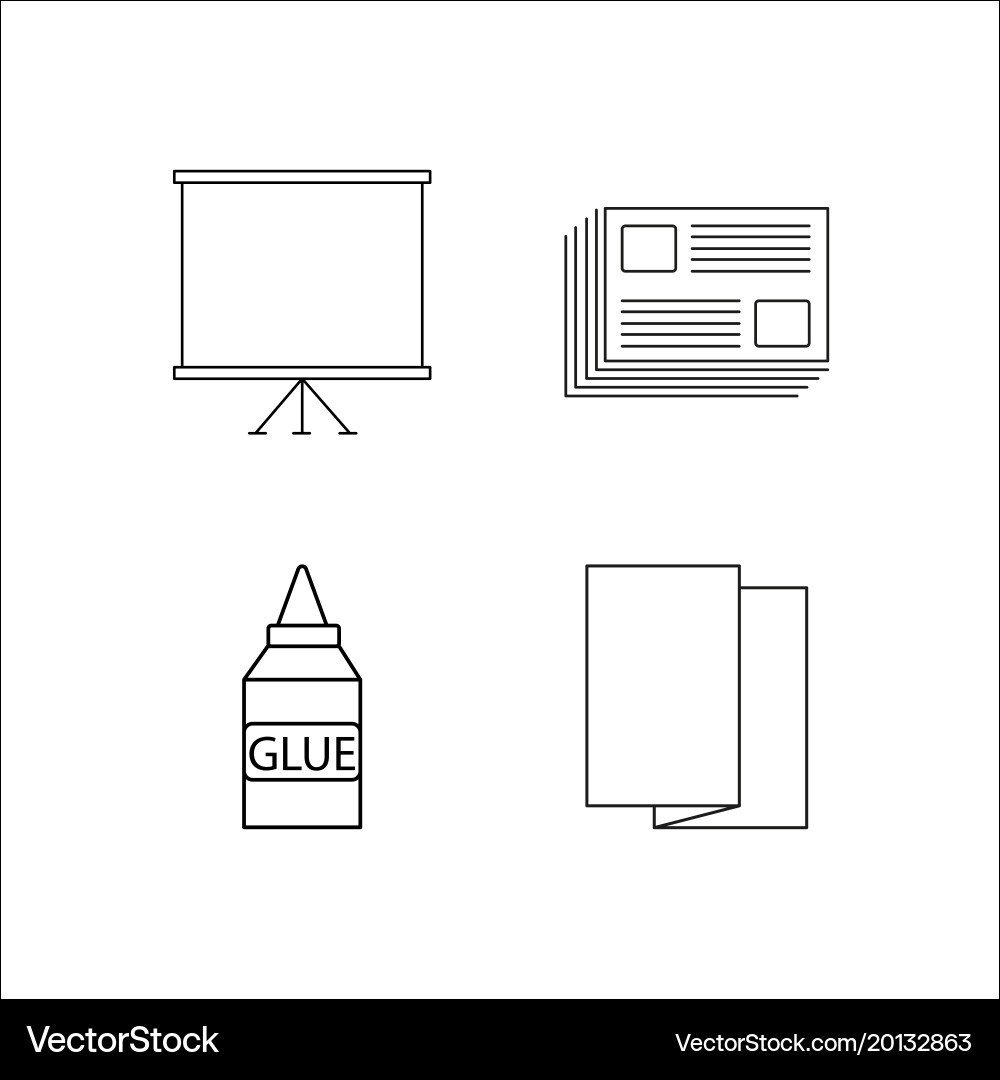 Office simple linear icon setsimple outline icons vector image