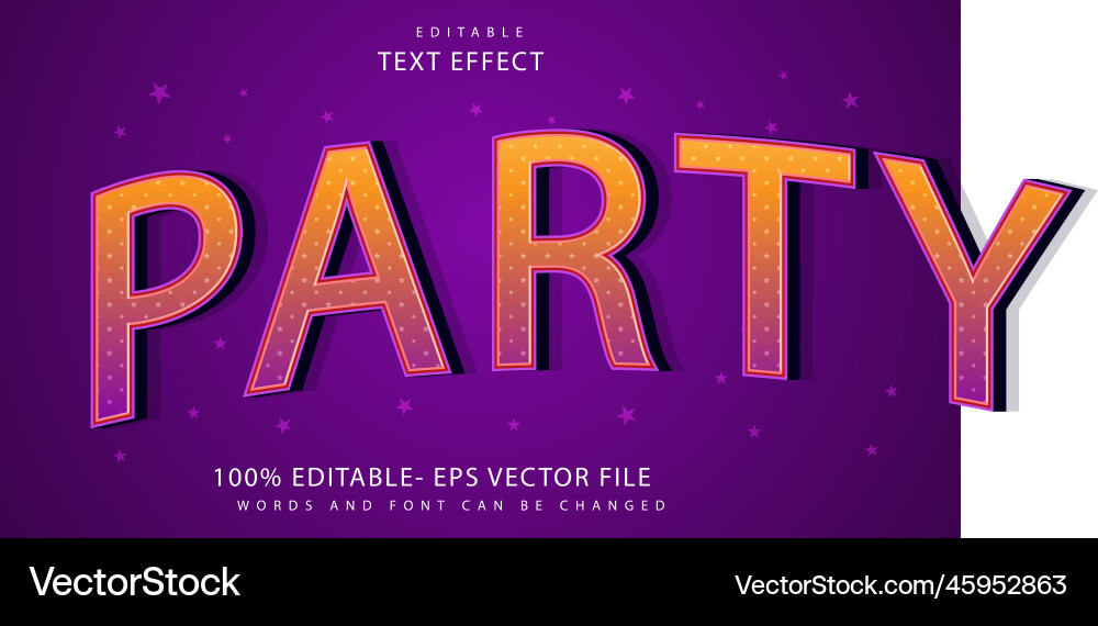 Party editable text effect design template Party editable text effect design template vector image