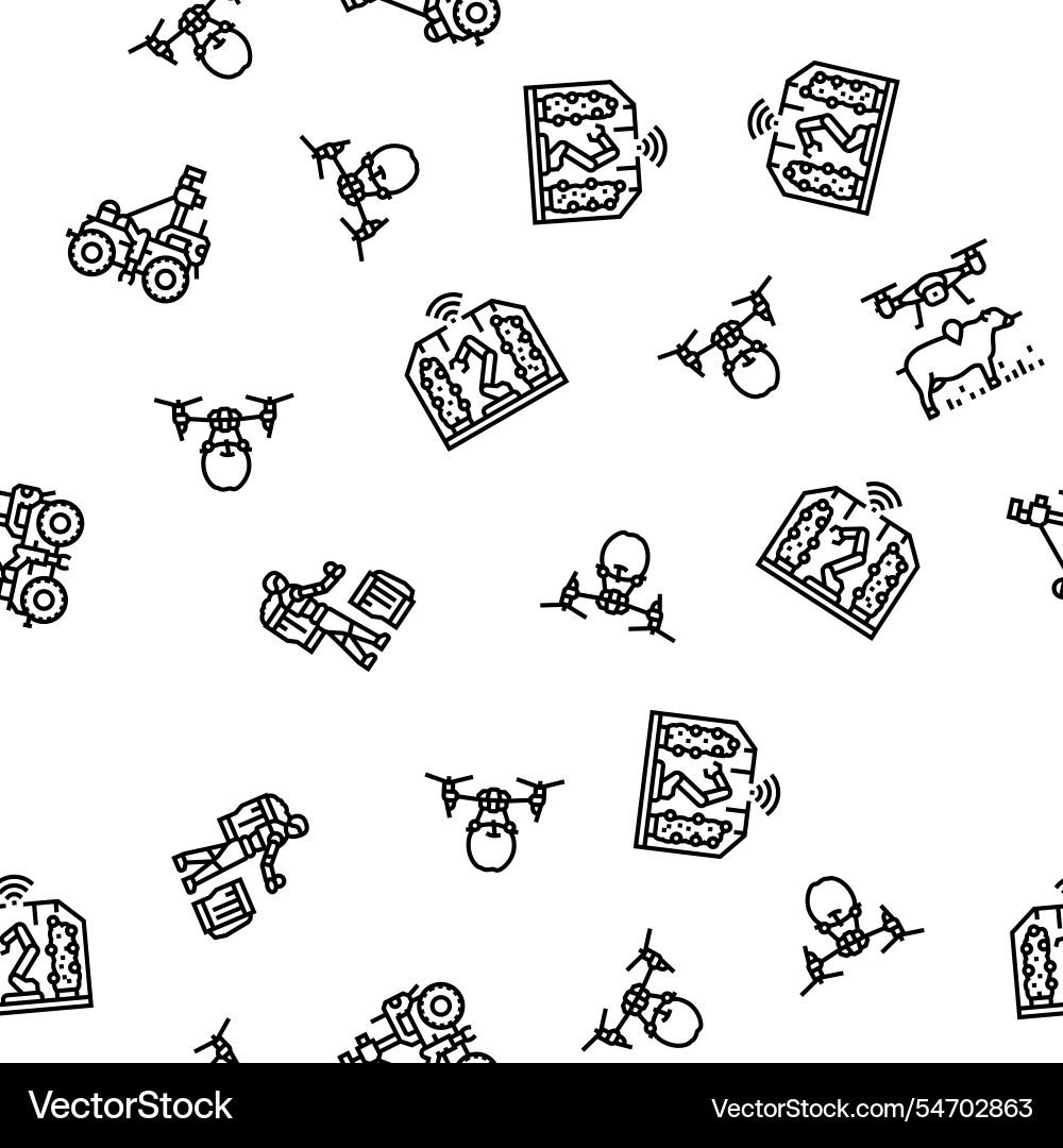 Robot harvests automation seamless pattern Robot harvests automation seamless pattern vector image