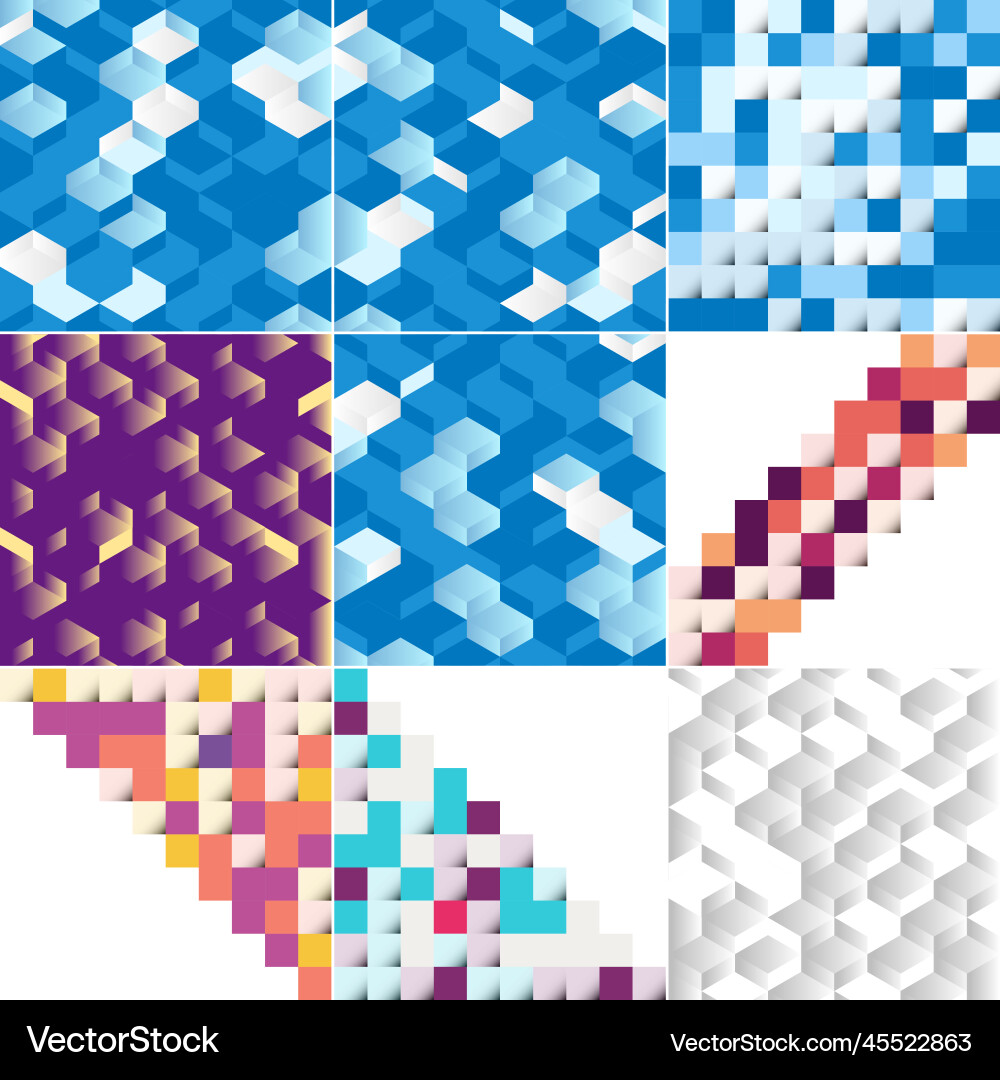 Seamless pattern of colorful blocks with shadow Vector Image