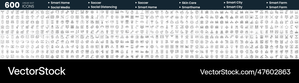 Set of 600 thin line icons in this bundle include Set of 600 thin line icons in this bundle include vector image