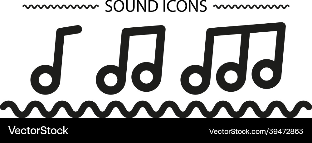 Sound icons set with notes for your app design Sound icons set with notes for your app design vector image