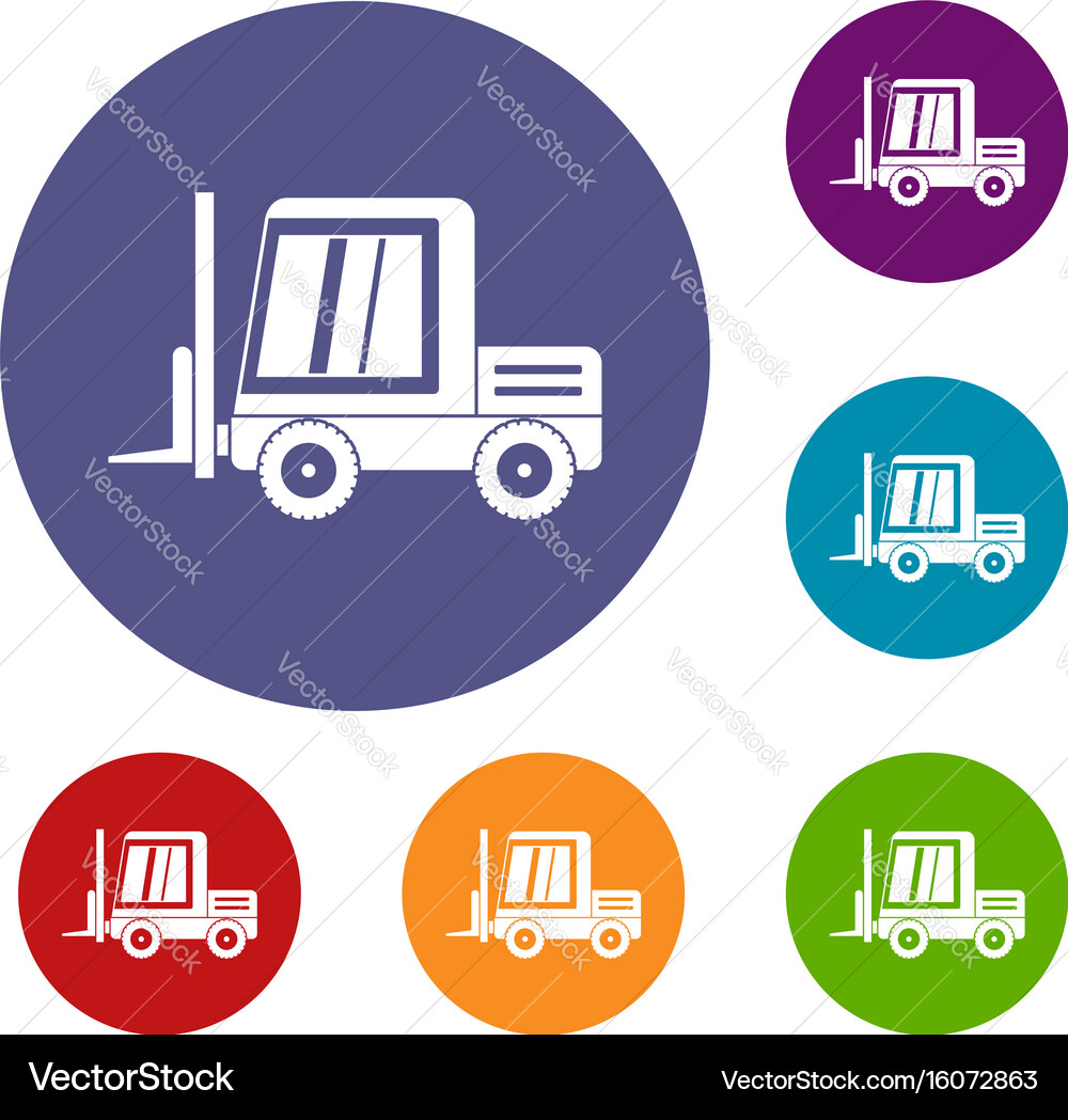 Stacker loader icons set Vector Image