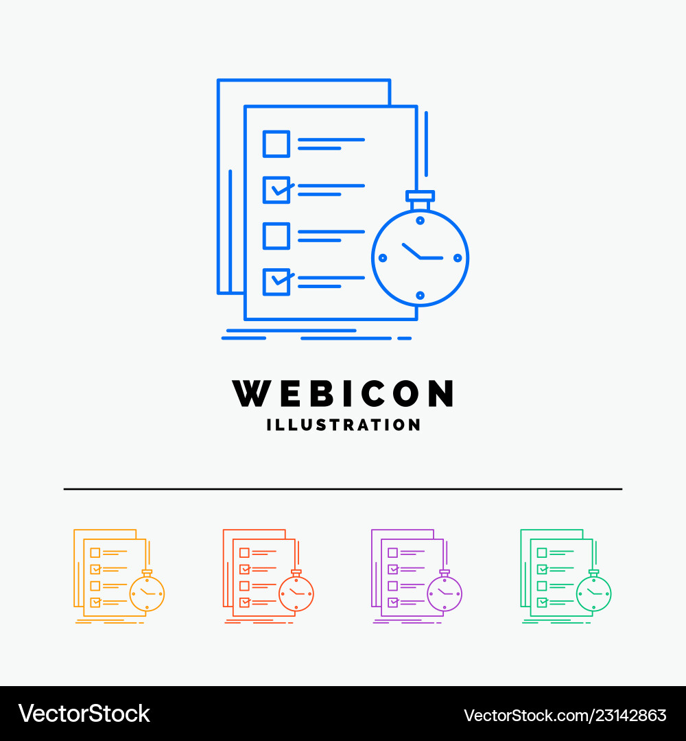 Todo Task-Liste Überprüfen Sie die Zeit 5 Farbzeile Web-Symbol Todo Task-Liste Überprüfen Sie die Zeit 5 Farbzeile Web-Symbol vektorbild