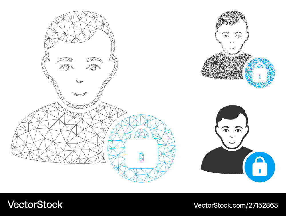 User lock mesh wire frame model User lock mesh wire frame model vector image
