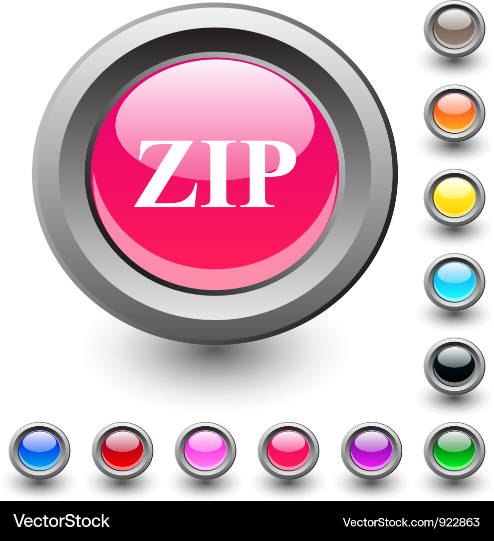 Zip round button vector image