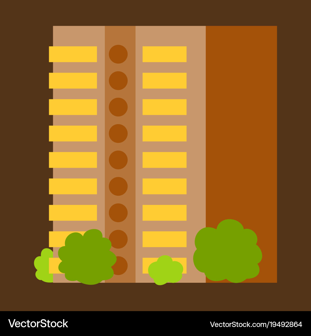 A modern multi-storey building with complex vector image