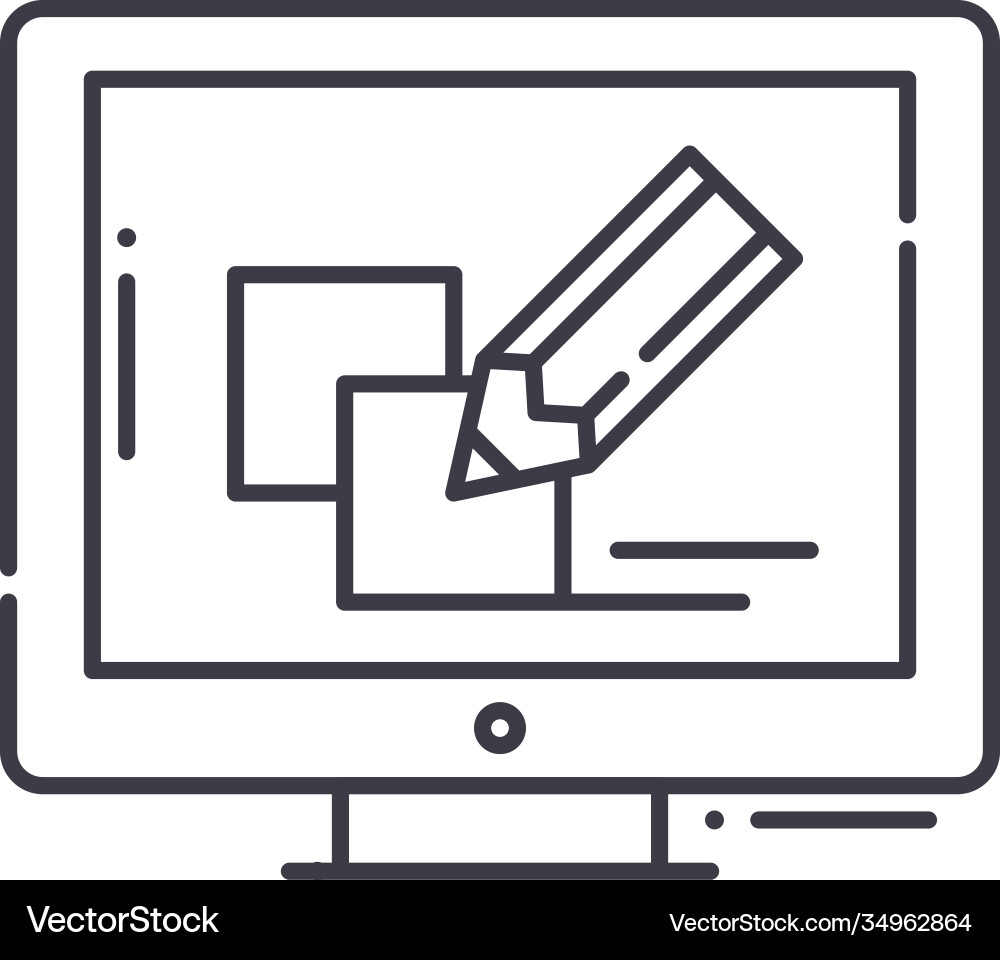 Digital design project icon linear isolated Vector Image