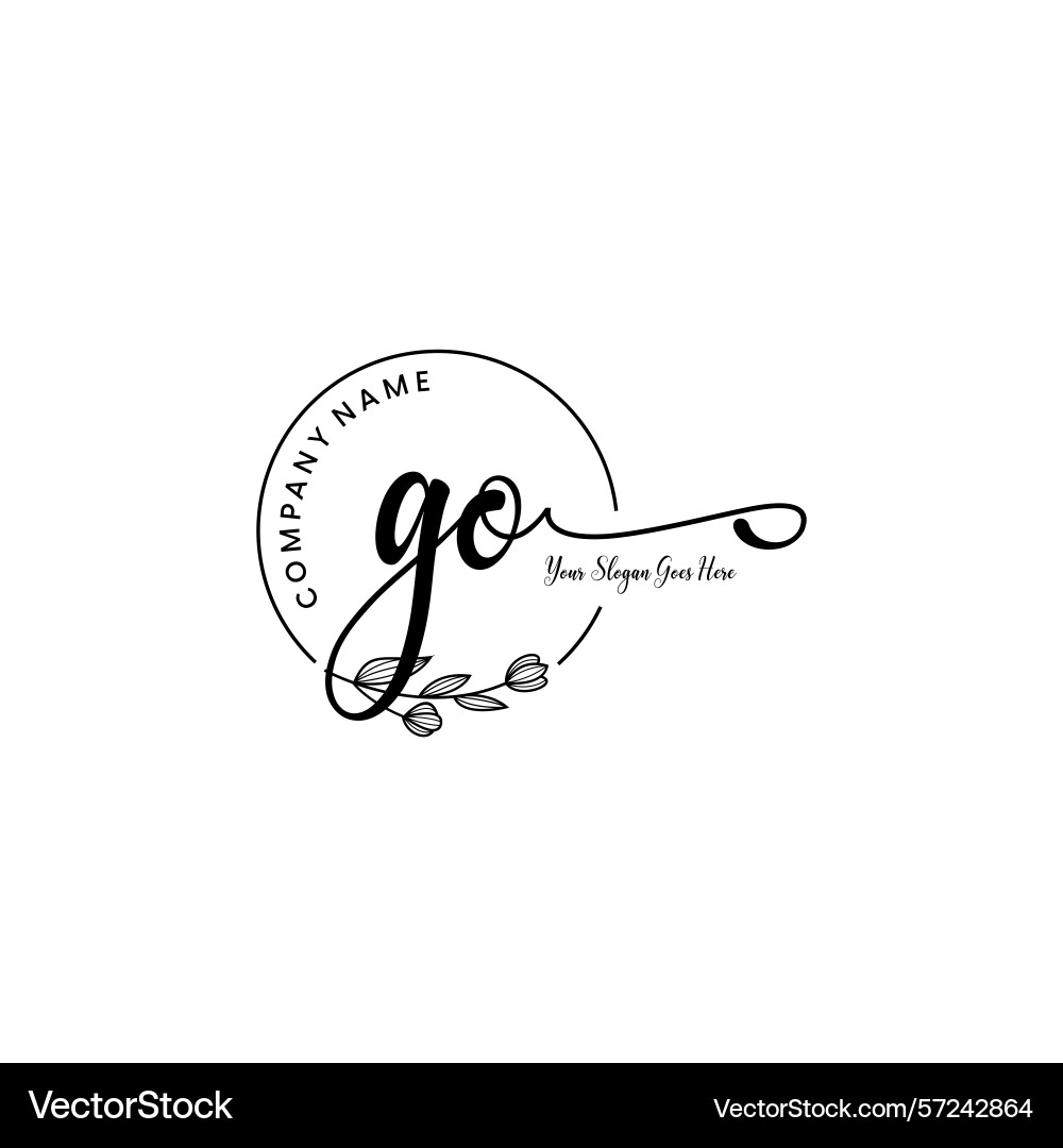 Elegant go initial logo design with botanical Vector Image