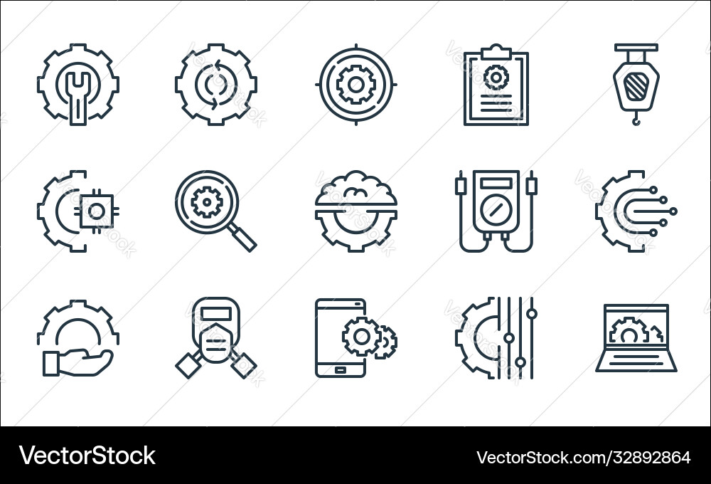 Engineering line icons linear set quality vector image
