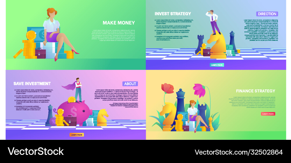 Investment und Geld-Banner-Set Investment und Geld-Banner-Set vektorbild